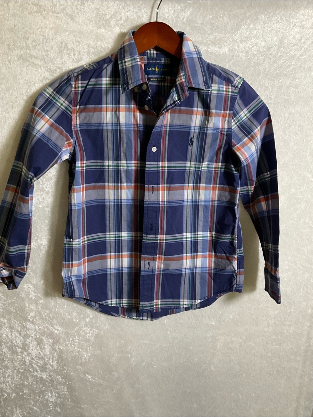 Ralph Lauren Navy Plaid Button-Down Classic Poplin Shirt